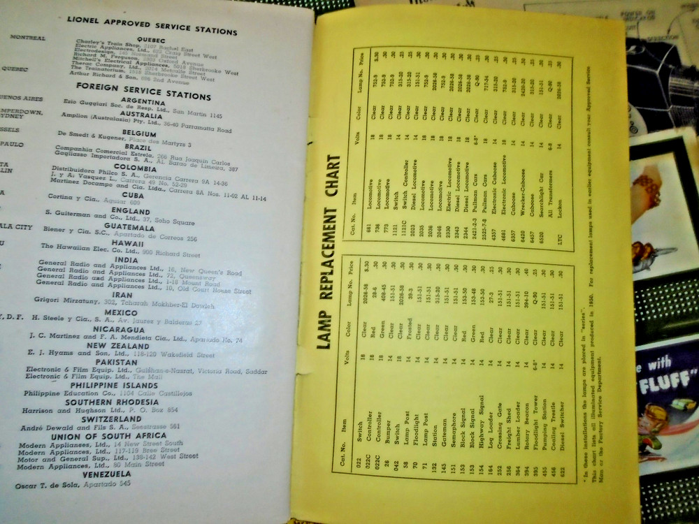 ASSEMBLING & OPERATING LIONEL TRAINS INSTRUCTIONS, 6 MINIATURE BILLBOARD SIGNS