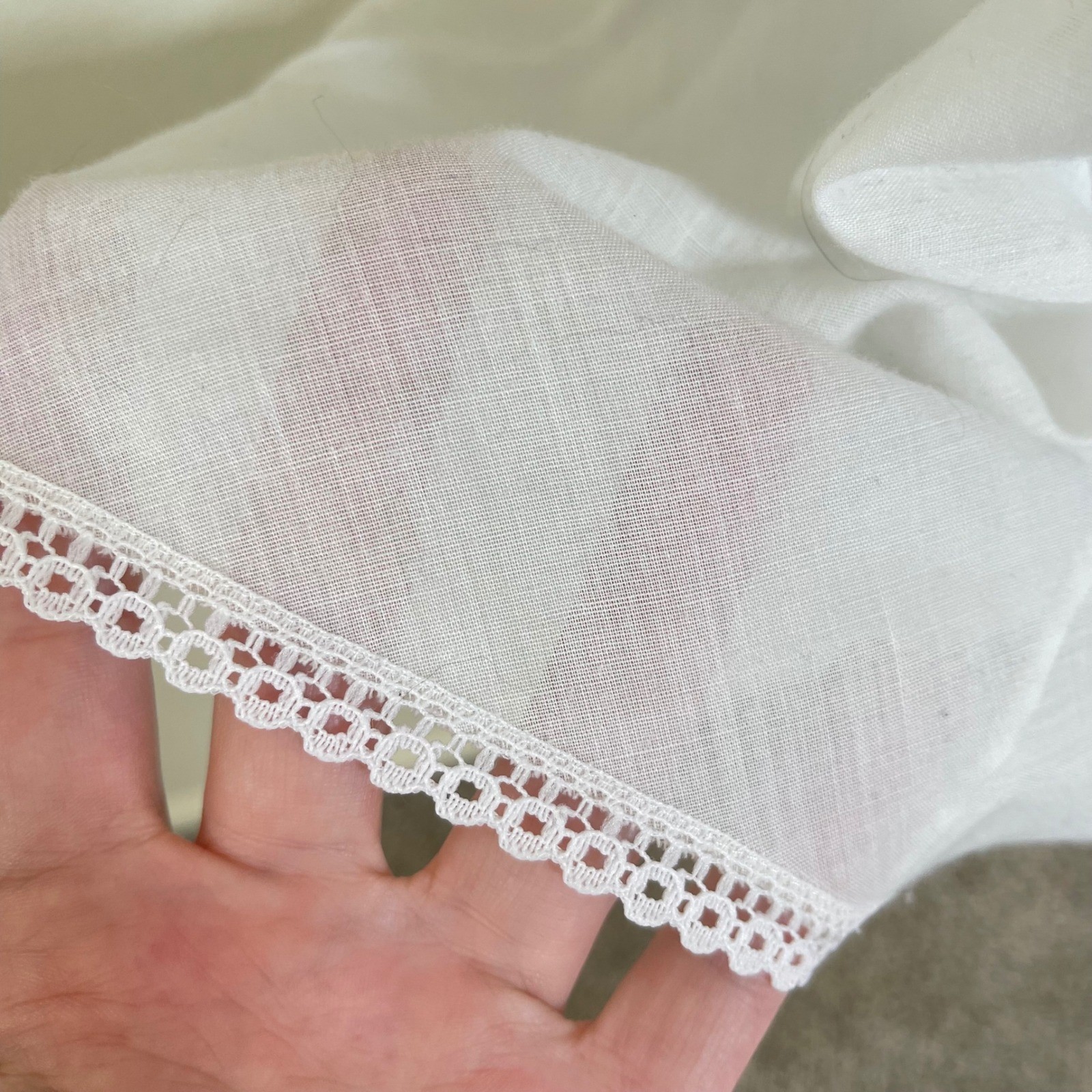 Vitage WONDER MAID White Floral Lace Trim Full Slip Dress 36 Cotton Cottagecore