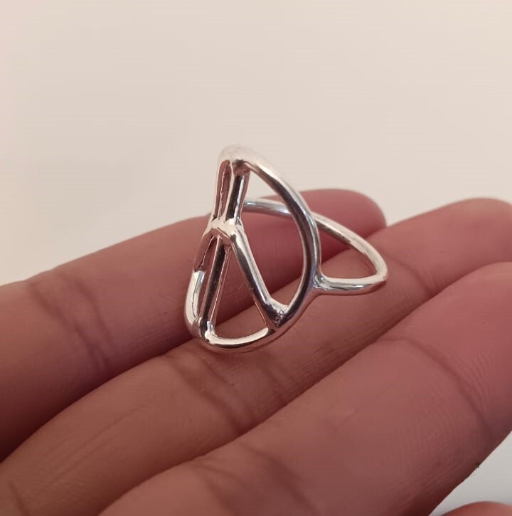 Solid 925 Silver Peace Ring Handmade Minimalist Sterling Ring All Size SR649