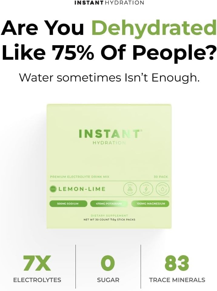 Instant Hydration Electrolytes Powder Packets - Lemon Lime Drink Mix - Zero Suga