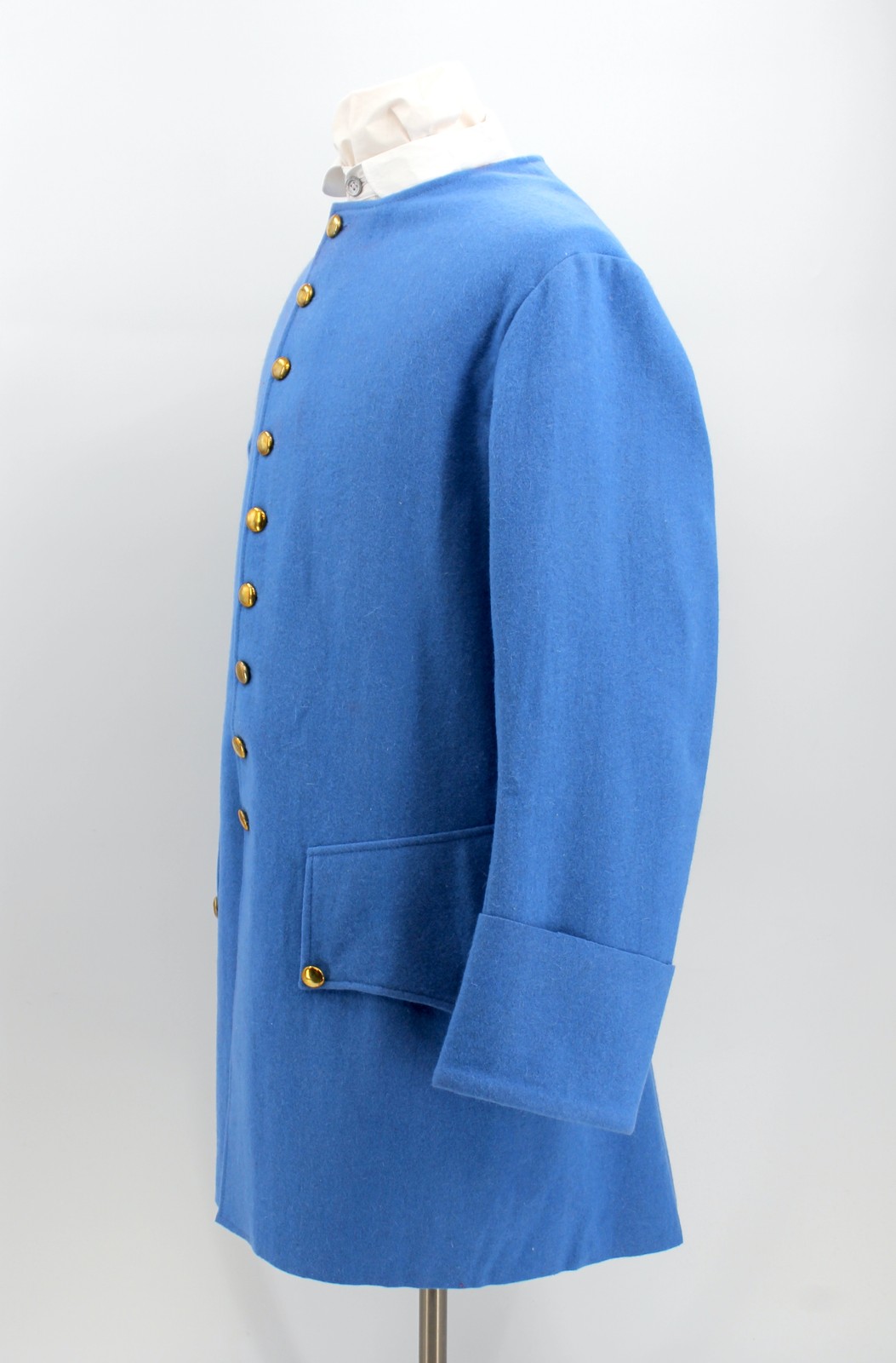 French Blue Wool Sleeved Waistcoat Size 50 / XXL