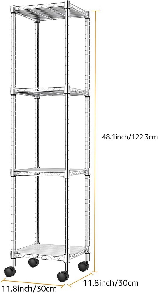 4 Tier Stackable Storage Kitchen Wire Shelves Steel Organizer Pantry Garage Rack