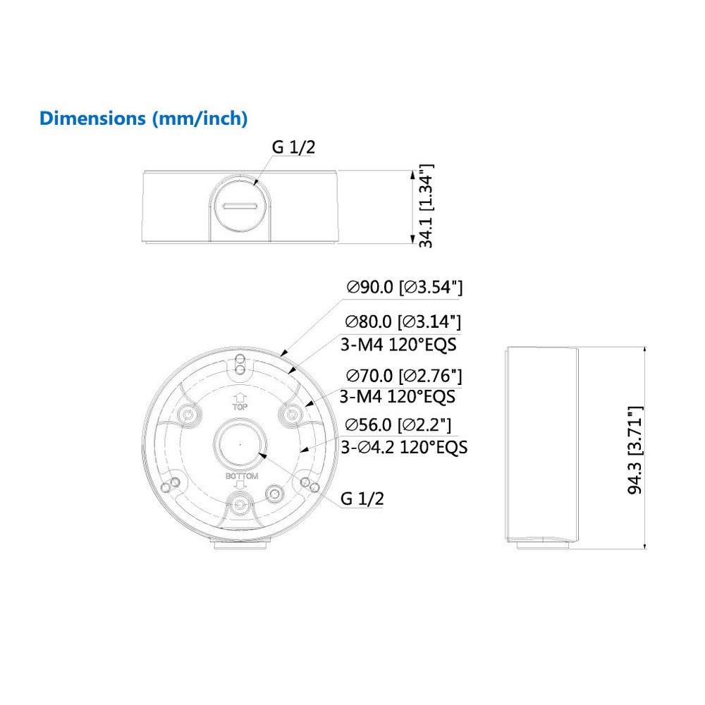 PFA135 Wall Installation Junction Box for Dahua Bullet Security Camera,White