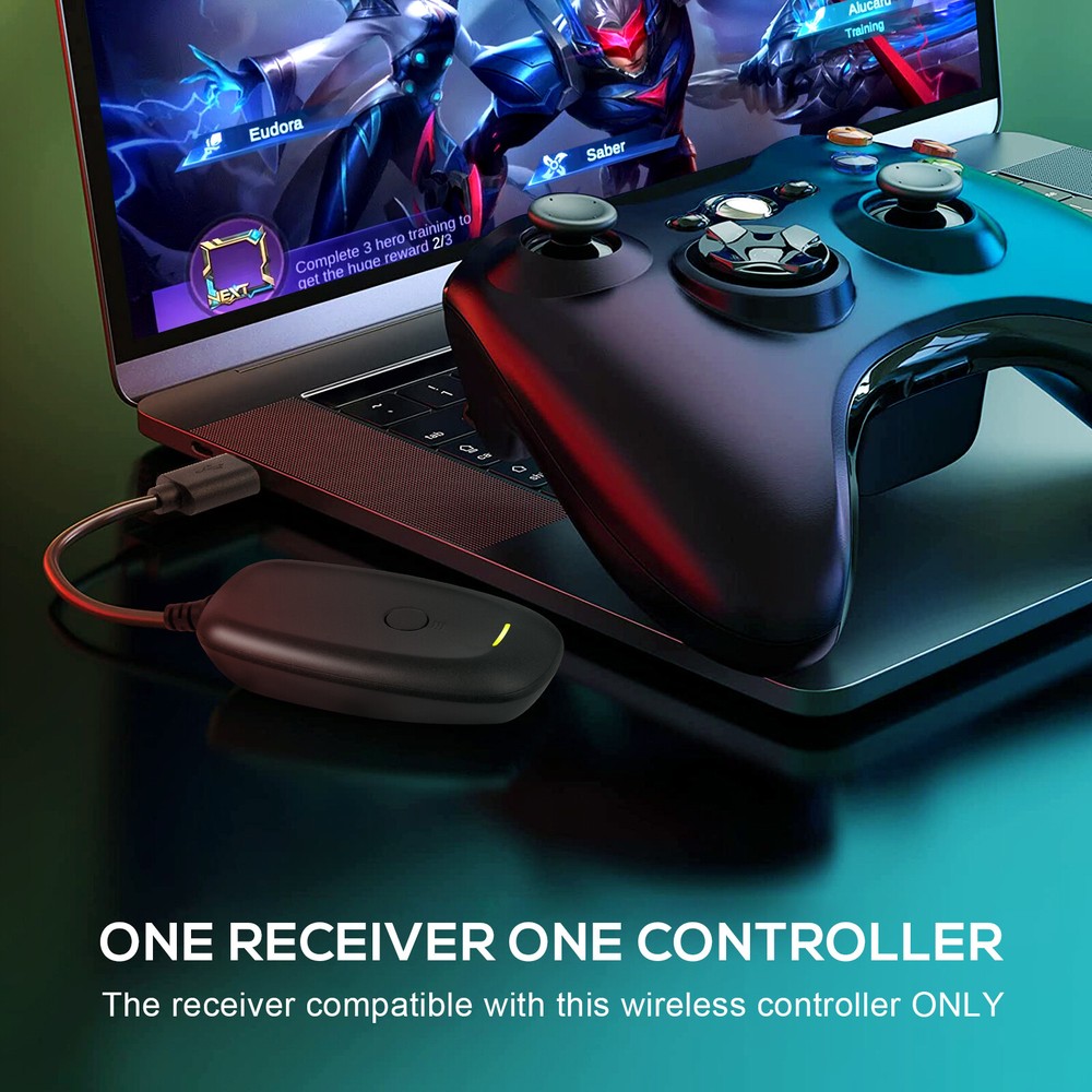 Wireless Controller For Microsoft Xbox 360/360 Slim PC Windows 11/10/8/7 Battery