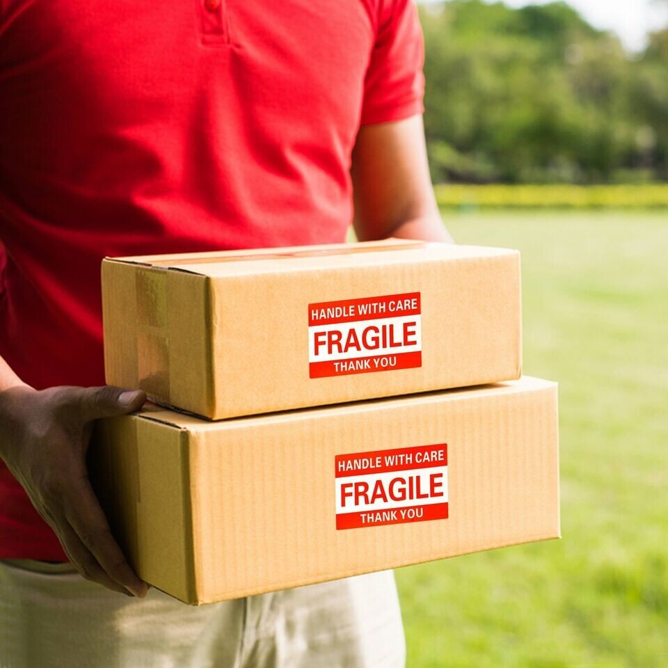 10 FRAGILE Handle with Care stickers DOT 2x3 inch Shipping Label UPS Fedex USPS