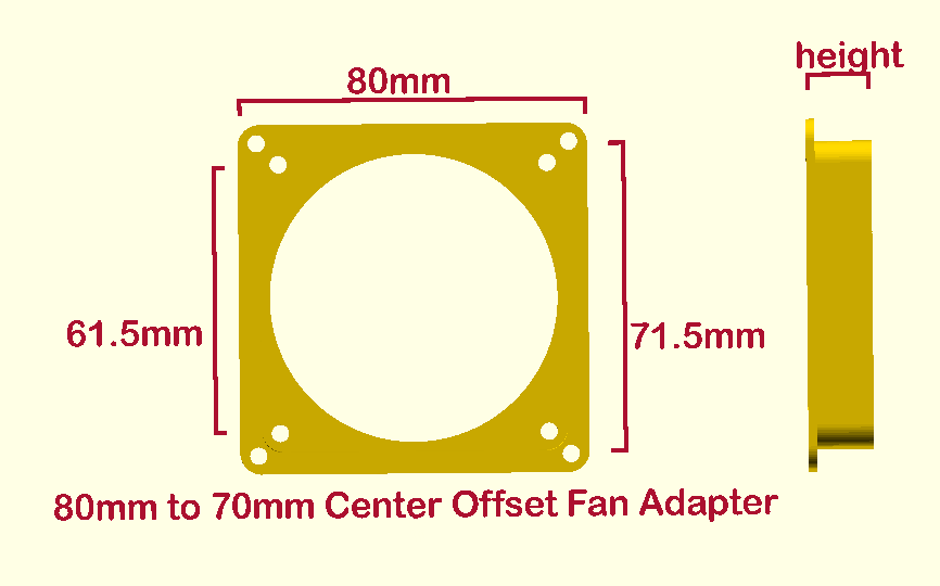 80mm to 70mm CENTERED OFFSET FAN Adapter Converter change PC NAS Case Mod Custom