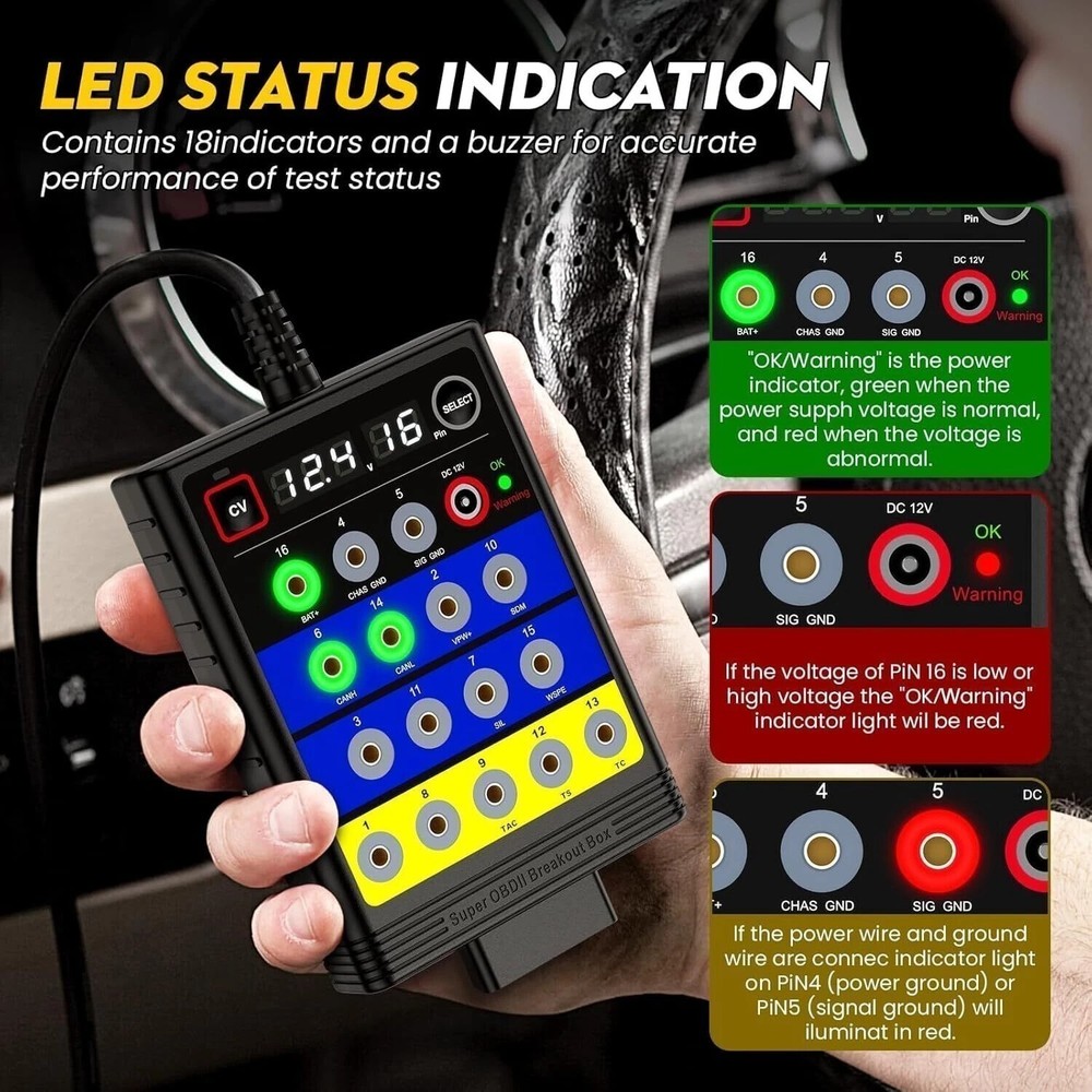 OBD2 Breakout Box 14V Programming Power Supply For BMW BENZ ECU CODING Voltage