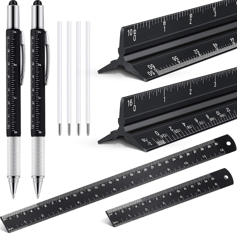 10 Pieces 12 Inch Architectural Scale Ruler Aluminum Triangular Engineering Rule