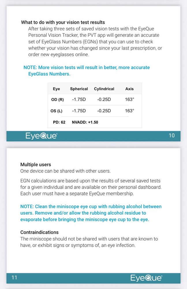 EyeQue Personal Vision Tracker Ophthalmic Refractometer Home Test