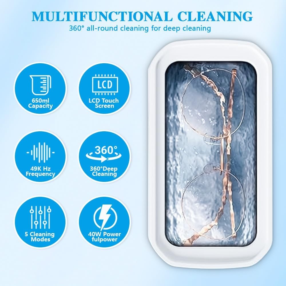 650ML Ultrasonic Cleaner Wave Cleaning Jewellery Polishing Machine Tank Timer US