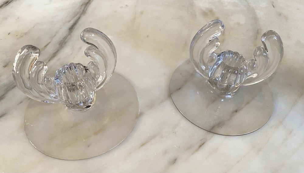 Vintage Art Deco Candlesticks Pair Angel Wing