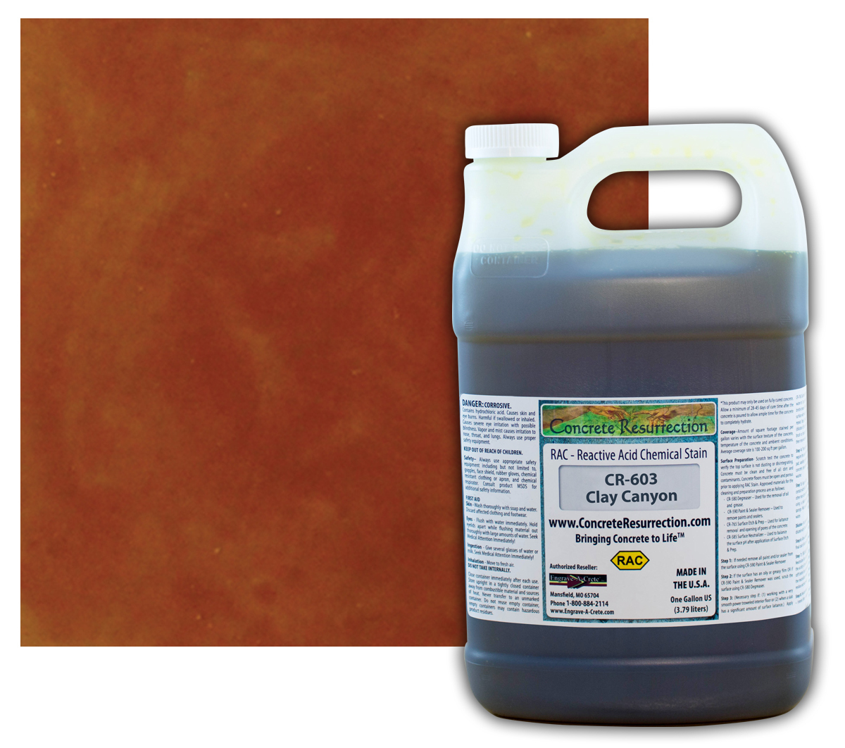 Professional Easy to Apply Concrete Acid Stain-Clay Canyon - 1 Gallon
