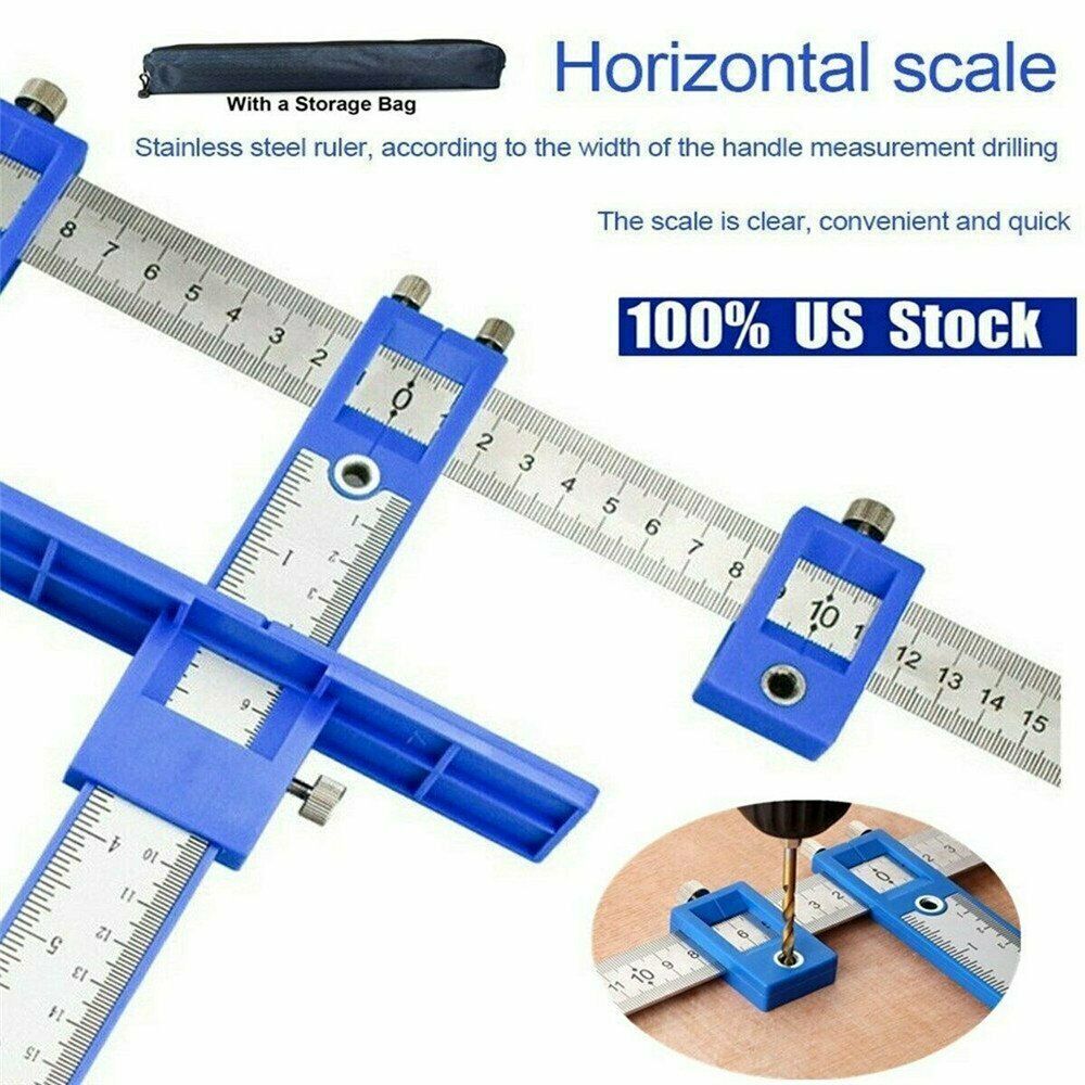 Cabinet Hardware Jig Adjustable Punch Locator Handle Template Tools Drill Guide