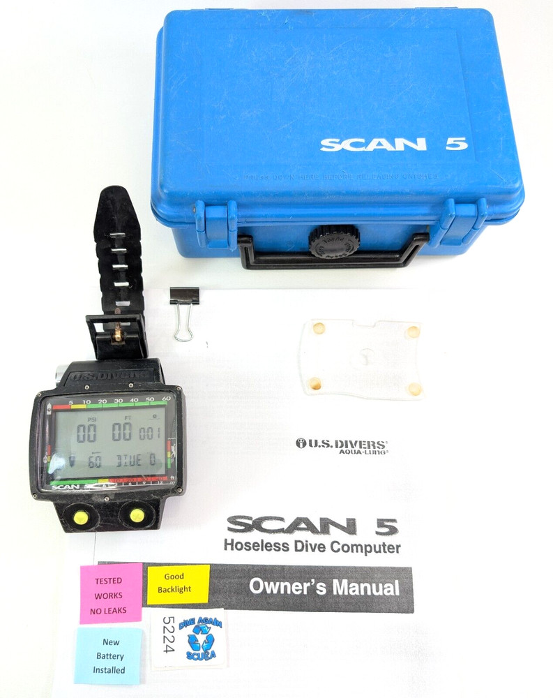 US Divers / Aqualung Scan 5 Wireless Wrist Scuba Dive Diving Computer with Case
