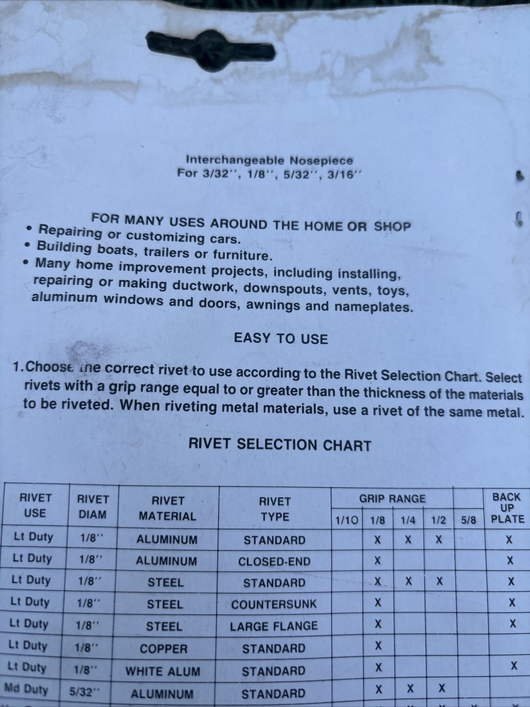 Rivet Gun Tool Riveter, 4 Nose Set