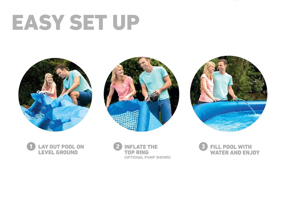 Intex Easy Set 8Ft Round Pool With Filter Pump Summer Fun Inflatable 24In Deep