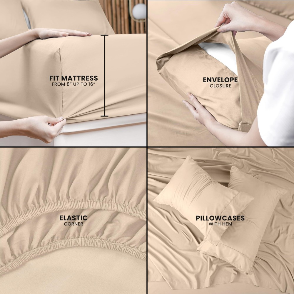Utopia Bedding Queen Sheet Set – 4 Piece Bed Sheets for Queen Size Bed, So