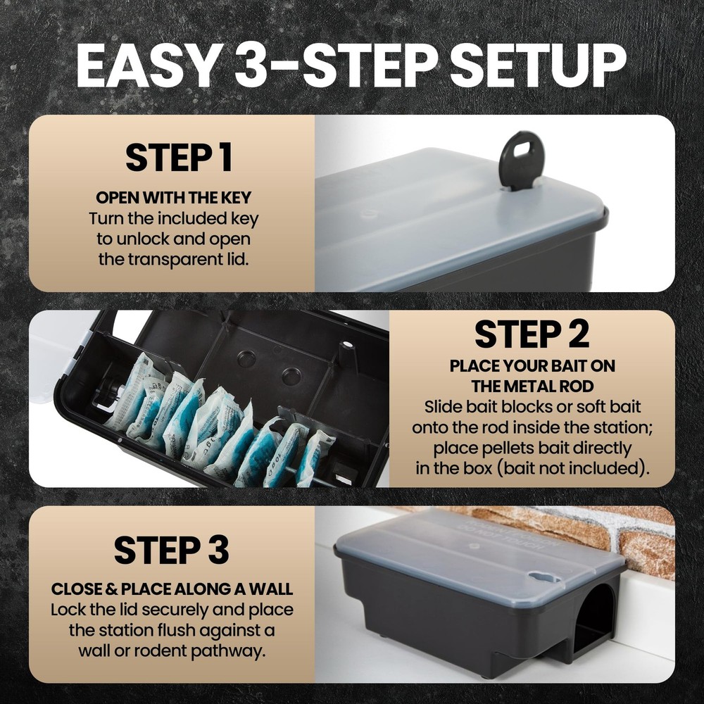 Professional Rat & Station – 2 Lockable Weather-Resistant Rat Trap Boxes with...