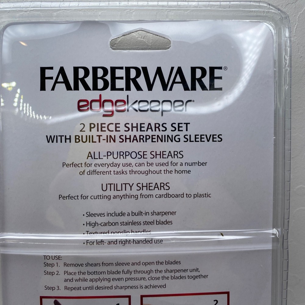 Farberware Edgekeeper Set 2 All Purpose Utility Shears Edgekeeper Sheaths Red