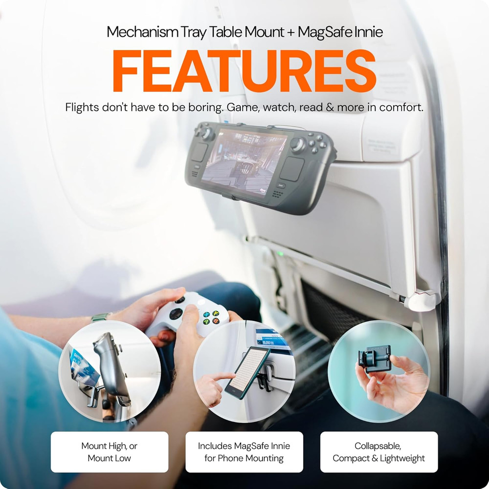 Airline Tray Table Mount with MagSafe Innie Accessories Bundle