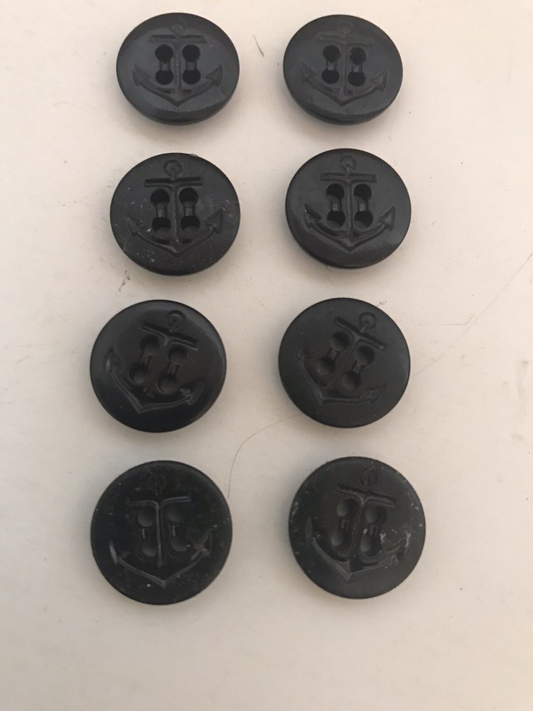 8 NAVY MIDDY CUFF BUTTONS W/ANCHORS