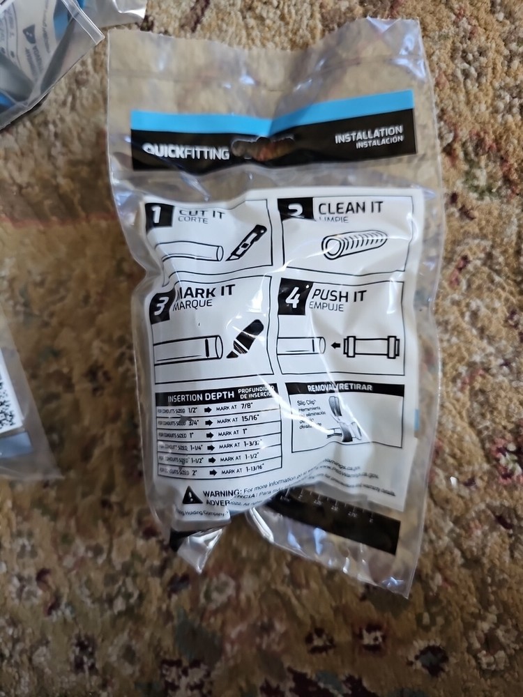 QuickFitting New 3/4 inch Conduit Coupling Push 9 Pack + Removal Tool Gray