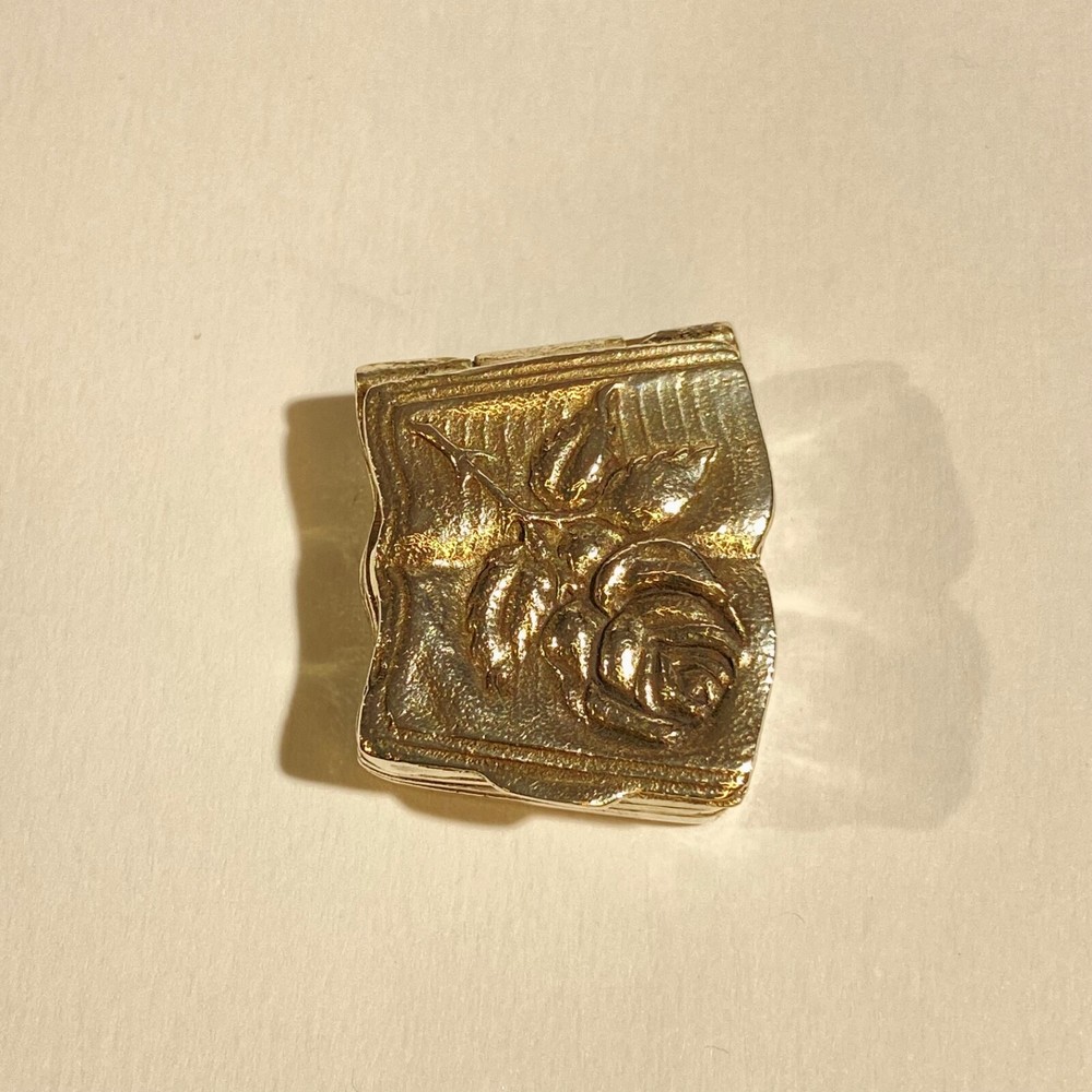 Vintage Solid Silver Italian book shape Pill Box, Hallmarked