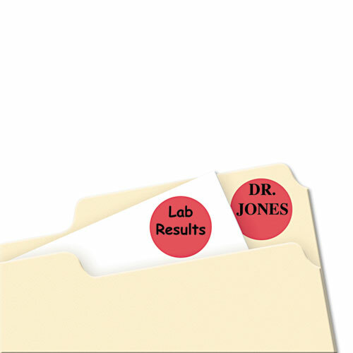 Printable Self-Adhesive Removable Color-Coding Labels, 0.75" dia., Red,