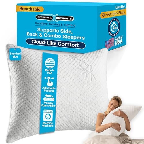 Bed Pillow for Sleeping | Shredded Memory Foam Pillows Adjustable Standard