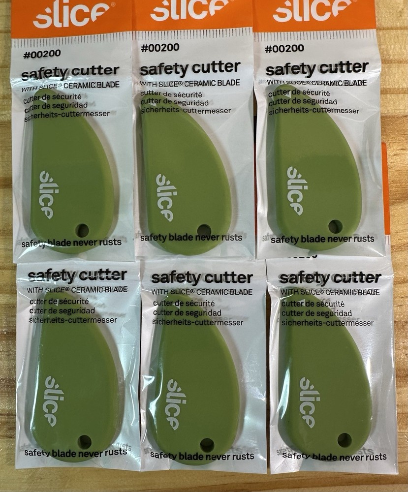 *6* *SliceSafety Cutters, Fixed, Non Replaceable Micro Safety Blade, Ceramic*