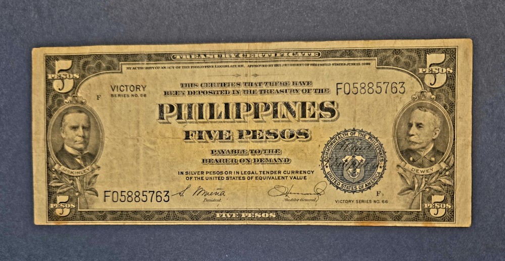Philippines 5 Pesos 1922  Treasury Note
