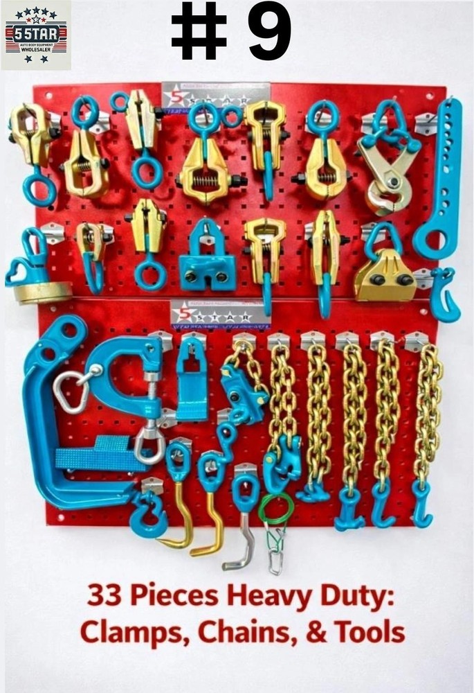 SET#9 -33 PIECE  AUTO BODY FRAME MACHINE PULLING TOOLS & CLAMPS VALUE SET