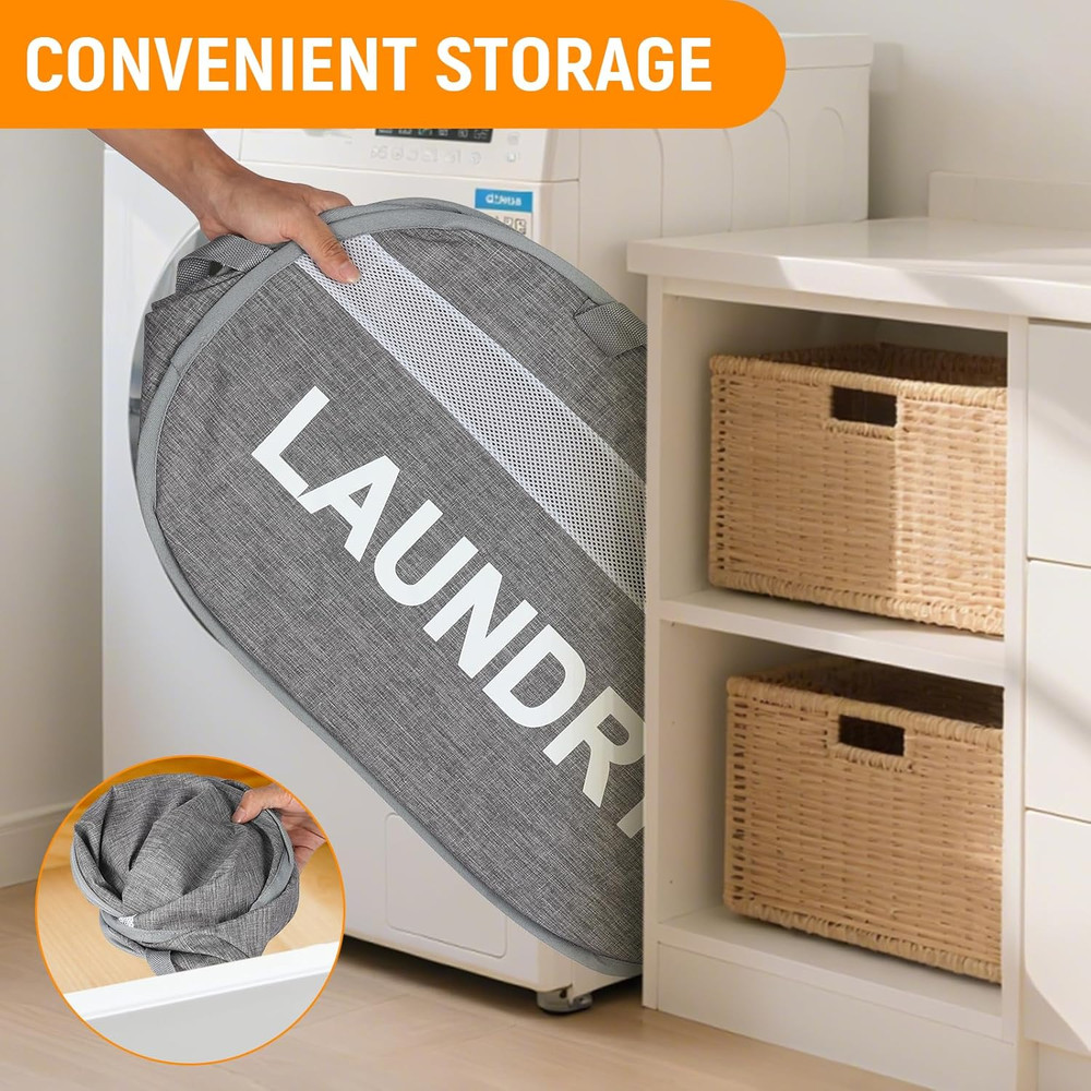 Collapsible Laundry Baskets, Foldable Clothes Hamper with Reinforced Handles, St