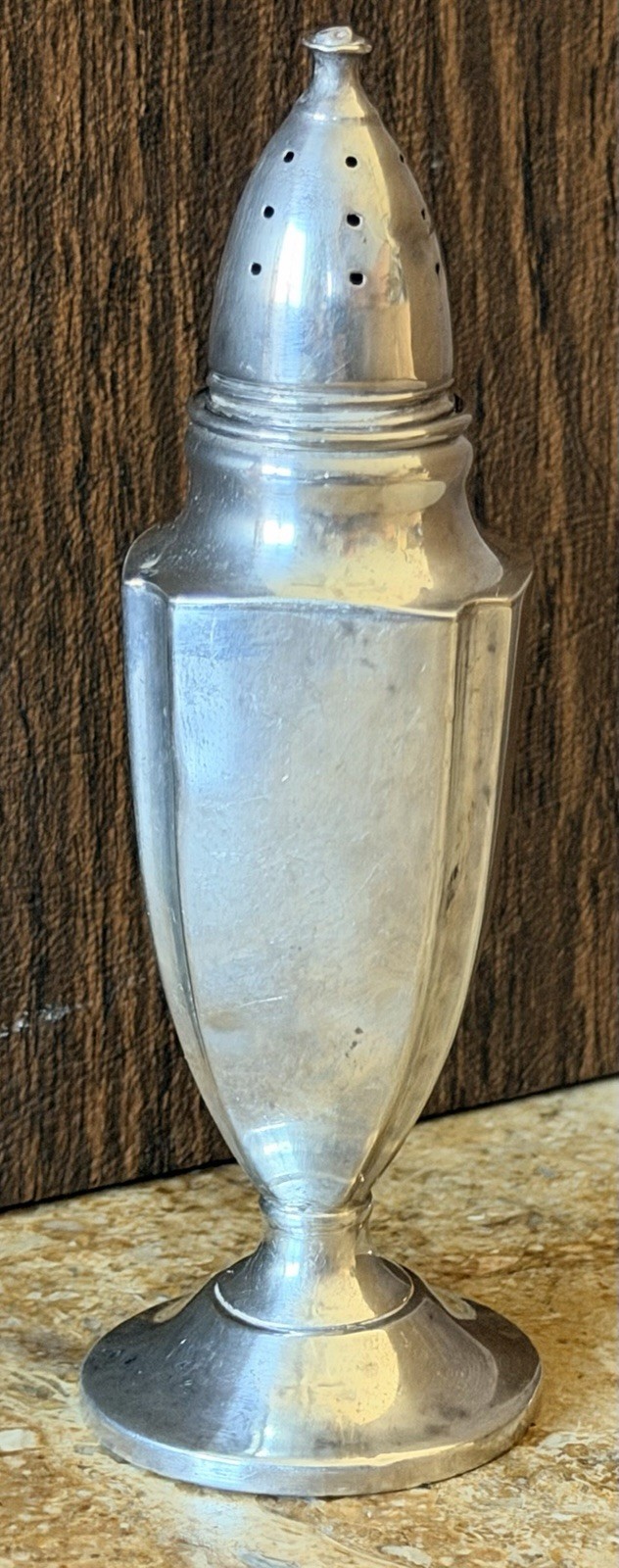 One Antique Sterling Silver Salt Or Pepper Shaker ~ Marked Crown/H/Shield #834