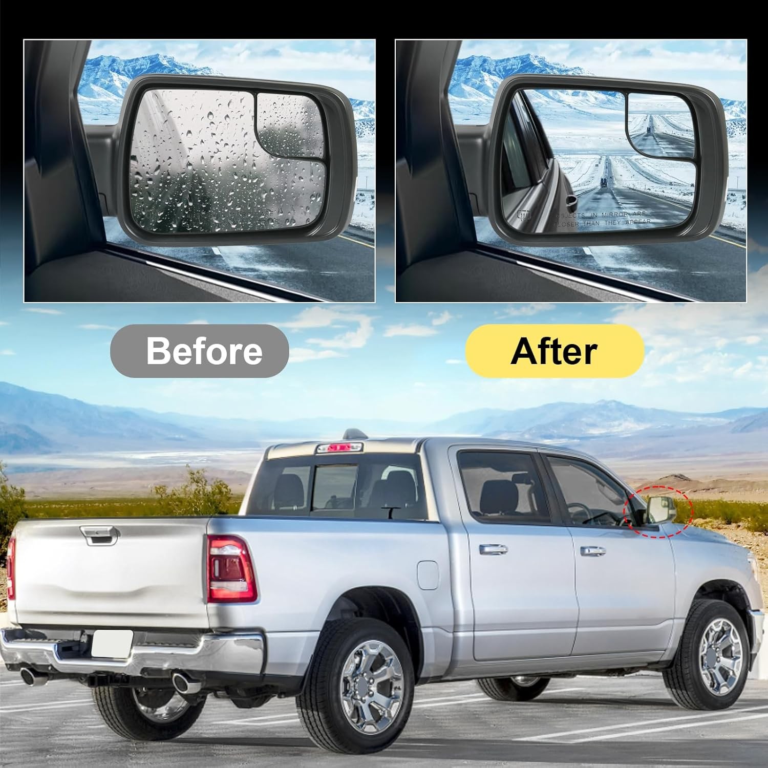 Heated Mirror w/Power Fold Signal Light Right For 2019-2024 Ram 1500 68276500AH