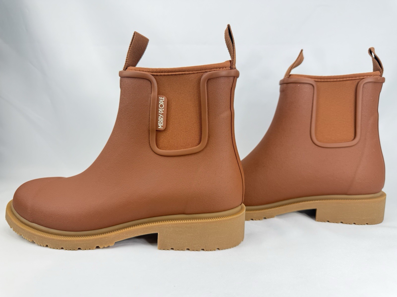 Merry People Bobbi Chelsea Ankle Rain Boots Unisex Rust Sole