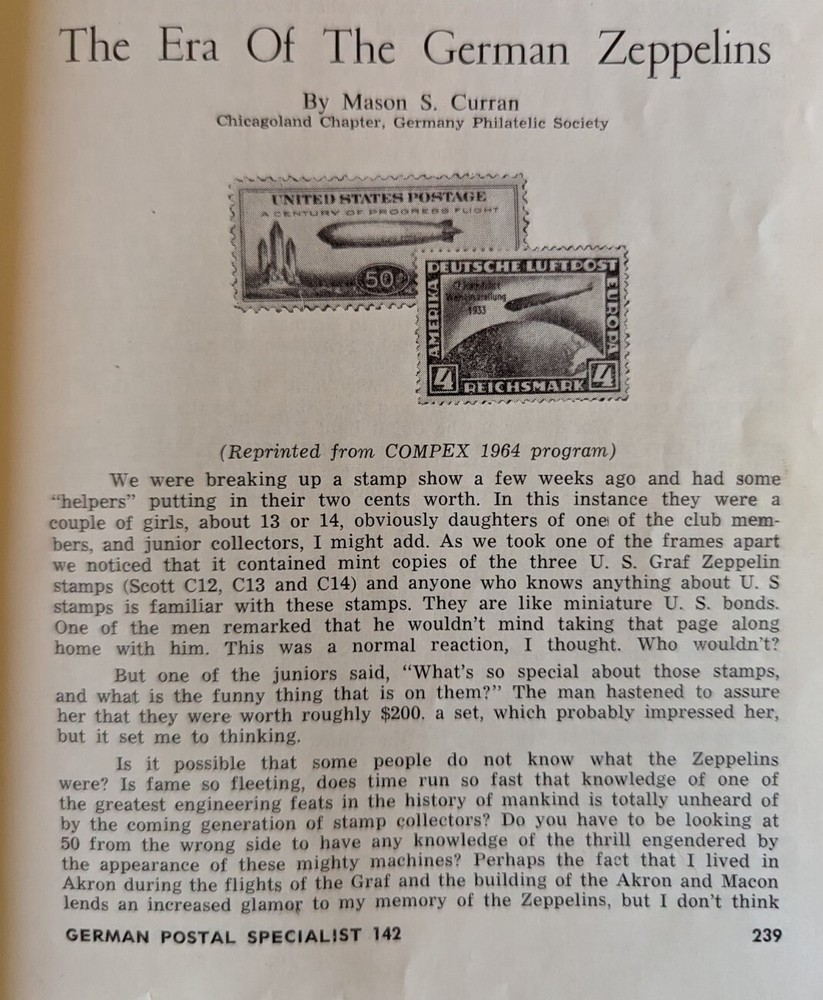 German Postal Specialist Sept 1964 German Zeps Era I872 Eagle Issues