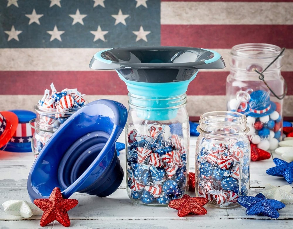 Collapsible Silicone Canning Funnel Blue