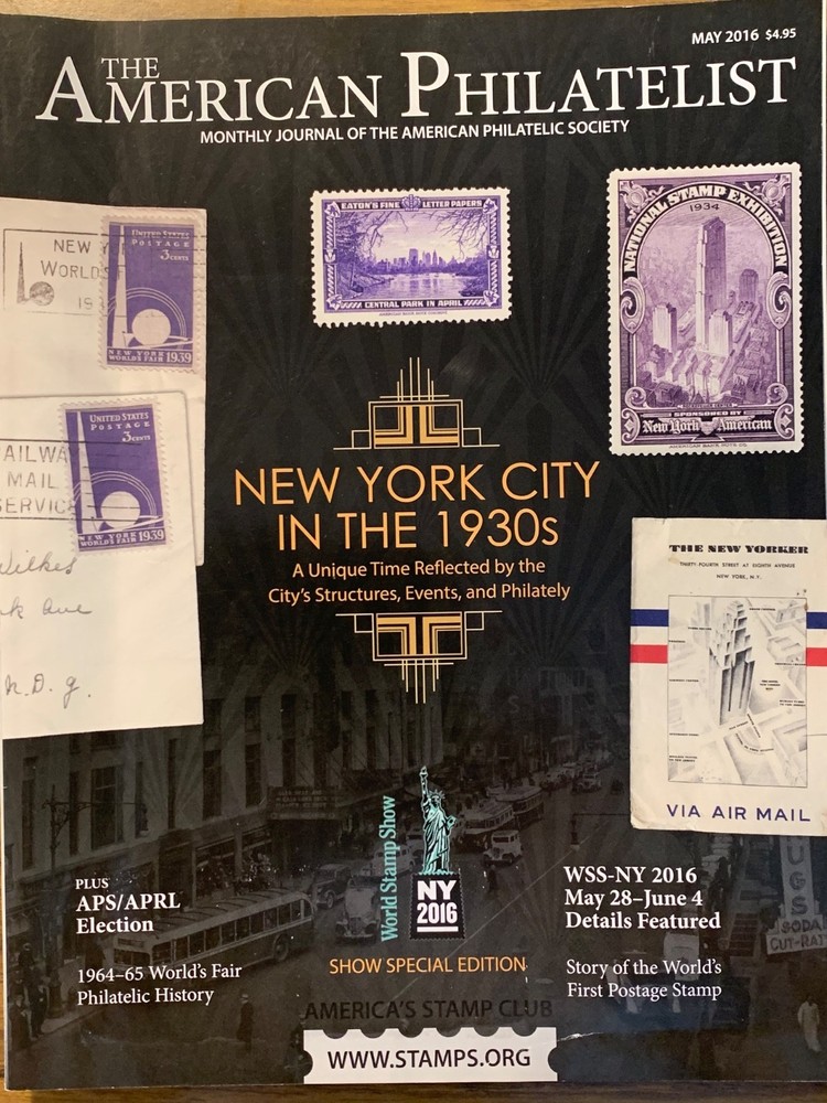 American Philatelist Magazine  2016,  May