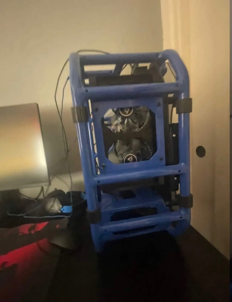 blue bicycle frame gaming pc