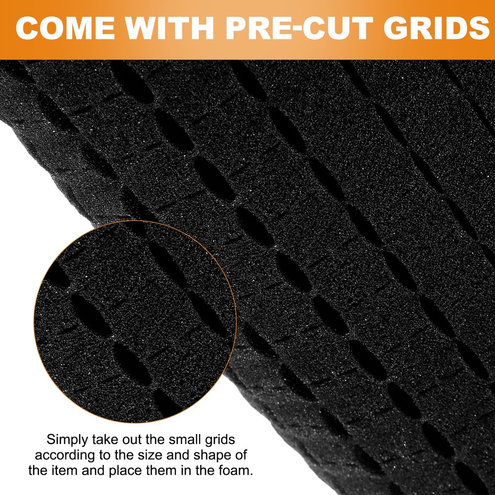 Precise Polyurethane Foam Thicknesses 16"Lx12"W (2pcs, Black) for Padding