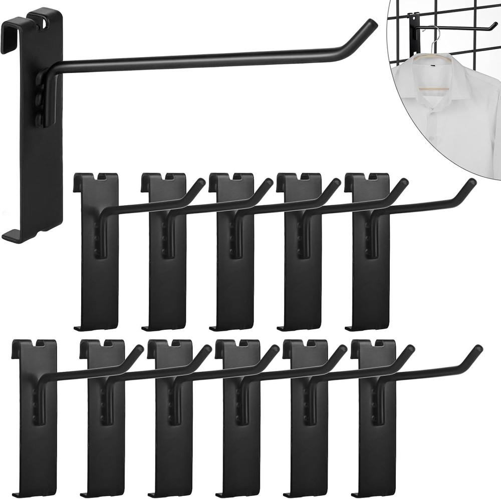 Gridwall Hooks - 4 Inch Heavy Duty Black Display Hooks for Grid Wall Panel Ha...
