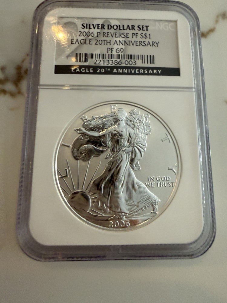 2006 P $1 Reverse Proof Silver Eagle NGC PF69 From 20th Anniversary Dollar Set