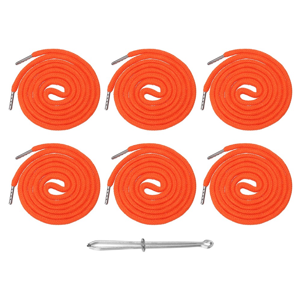 6 Pcs Hoodie Strings Drawstring Cords with Easy Threader (Orange)