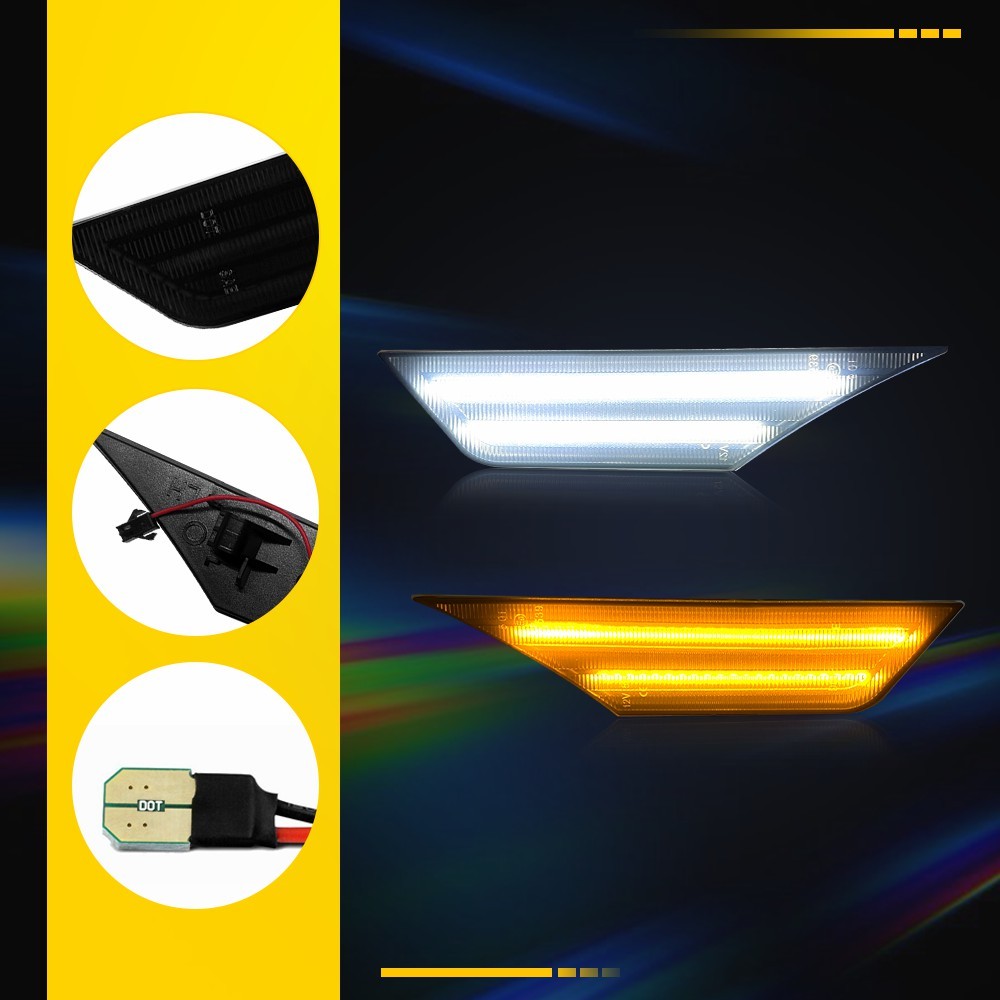 Smoked Sequential Signal LED Side Marker Lights For 16-21 Honda Civic 1-10Set