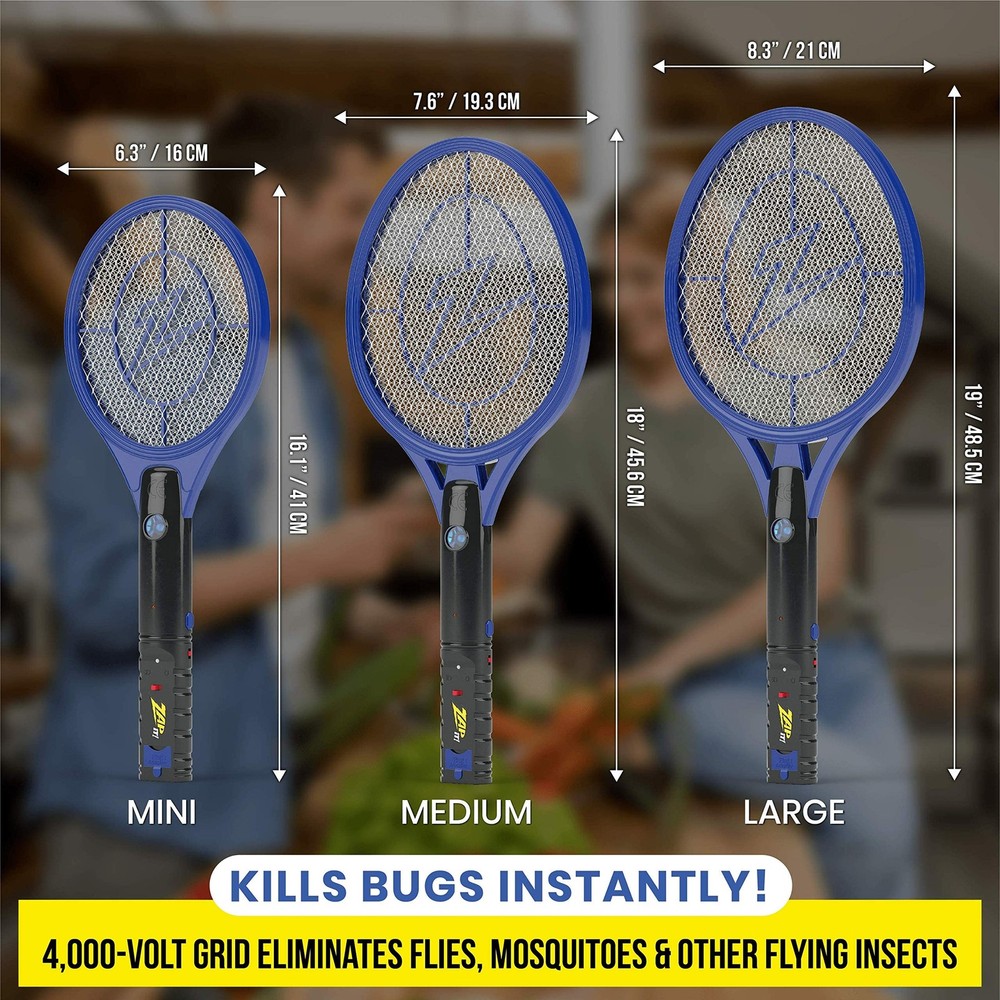 ZAP IT! Bug Zapper Rechargeable Bug Zapper Racket, 4,000 Volt, USB Charging C...