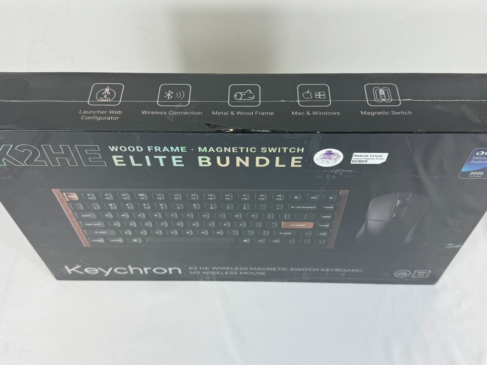 Keychron K2 HE Wood Frame Wireless Magnetic Switch Keyboard Mouse Elite Bundle