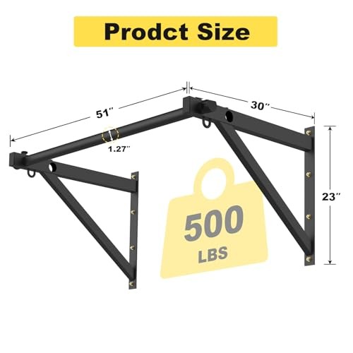 Pull Up Bar Wall Mounted, Adjustable Depth 51" Chin Up Bar, Strength Black
