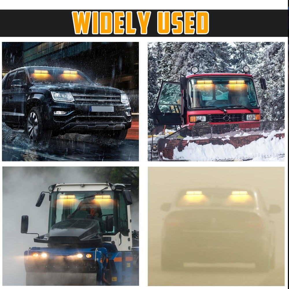 Afurkuot Amber LED Warning Dash Windshield Strobe Lights, 26 Modes