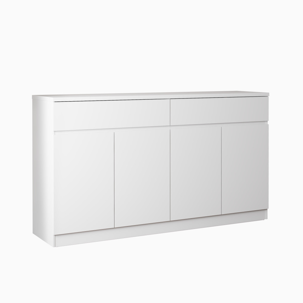 White Sideboard Buffet Cabinet with 2 Drawers 4 Doors Dining Storage